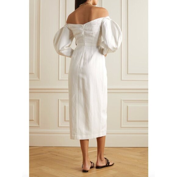 Mara Hoffman Leonara Puff Sleeve Midi Dress Ivory Womens Size 00 - Picture 15 of 15